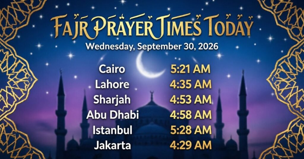 Fajr Prayer Time Today: Cairo, Lahore, Sharjah, Abu Dhabi & More 